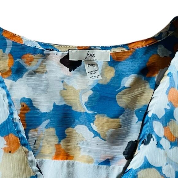 Joie Women’s Sz M Blue Floral Printed Maxi Dress Limited Edition Chiffon V-Neck - Picture 5 of 14